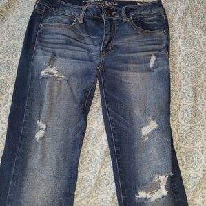 American Eagle Dark Wash Distressed Jeggings